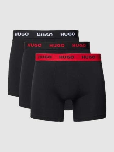 HUGO Trunks im 3er-Pack mit elastischem Label-Bund in Black, Größe M