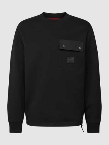 HUGO Sweatshirt mit Brusttasche Modell 'Dhaluli' in Black, Größe S