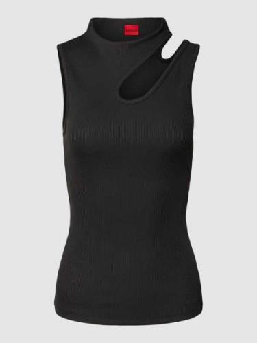 HUGO Top mit Cut Out Modell 'Draca' in Black, Größe L