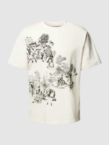 HUGO T-Shirt mit Rundhalsausschnitt und Motiv-Print Modell 'Doule' in ...