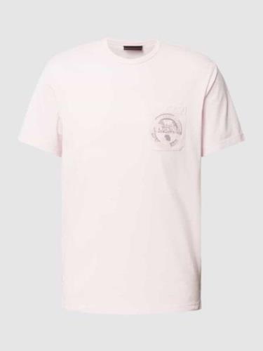Napapijri T-Shirt mit Brusttasche Modell 'HUILCA' in Flieder, Größe M