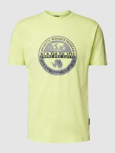 Napapijri T-Shirt mit Label-Print Modell 'BOLLO' in Gelb, Größe S