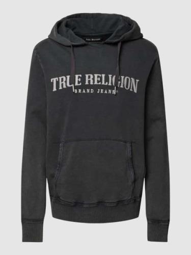 TRUE RELIGION Hoodie mit Label-Stitching Modell 'EMBRO + DIR' in Black...