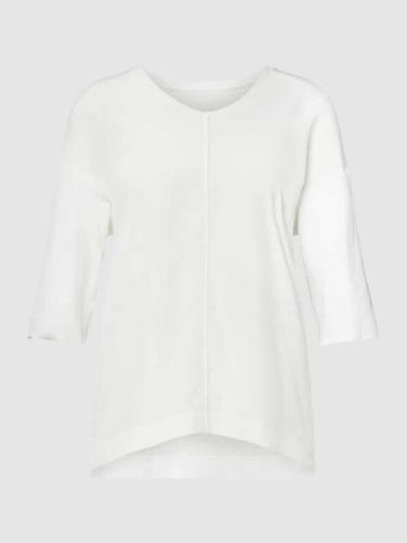 Marc Cain T-Shirt mit Paspelierung in Offwhite, Größe 34