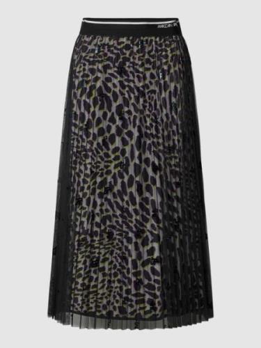 Marc Cain Midirock mit Label- und Animal-Print in Black, Größe 36