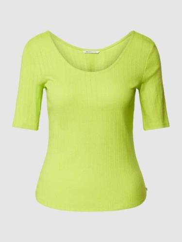 Tom Tailor Denim T-Shirt mit U-Ausschnitt in Neon Gelb, Größe XS