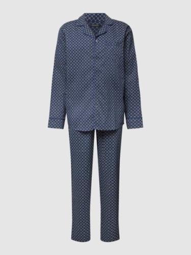 Schiesser Pyjama mit Allover-Muster in Royal, Größe M