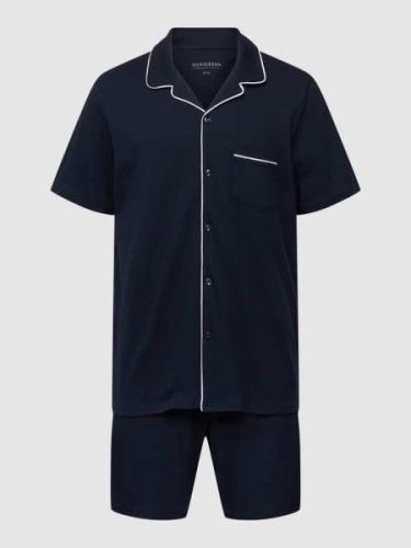 Schiesser Pyjama mit Kontraststreifen in Dunkelblau, Größe S