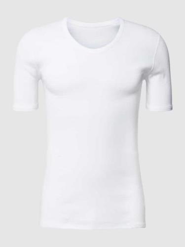 Schiesser T-Shirt mit geripptem Rundhalsausschnitt in Weiss, Größe M