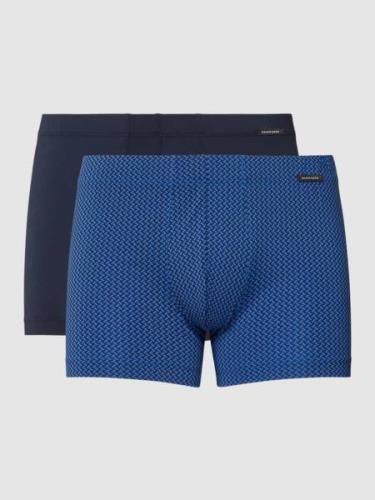 Schiesser Trunks mit Label-Detail im 2er-Pack in Blau, Größe L