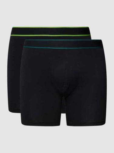 Schiesser Long-Shorts mit elastischem Logo-Bund im 2er-Pack in Black, ...