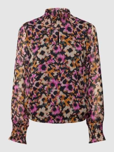 More & More Bluse mit Allover-Muster und Smok-Details in Pink, Größe 4...