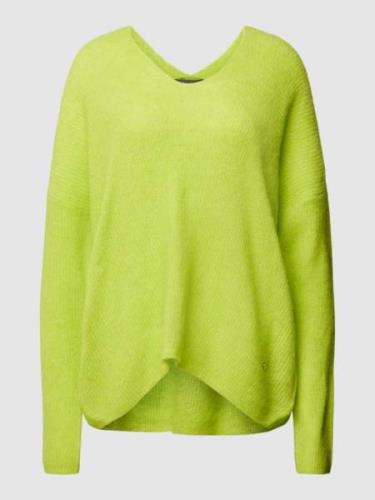 MOS MOSH Strickpullover mit V-Ausschnitt Modell 'THORA' in Neon Gelb, ...