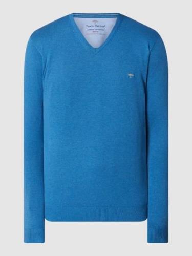 Fynch-Hatton Pullover mit V-Ausschnitt in Blau, Größe S