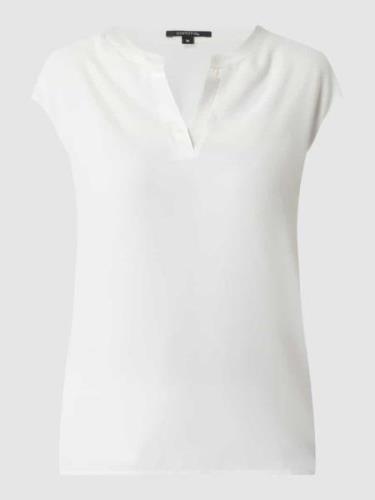 comma T-Shirt in unifarbenem Design aus Viskose in Offwhite, Größe 44