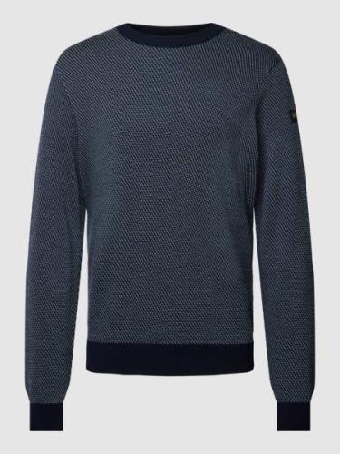 Paul & Shark Strickpullover aus Lanawolle mit Label-Patch in Marine, G...