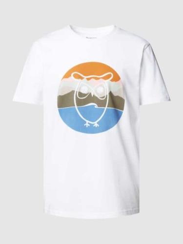 Knowledge Cotton Apparel T-Shirt mit Motiv-Print in Weiss, Größe S