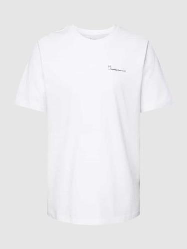 Knowledge Cotton Apparel T-Shirt mit Label-Print in Weiss, Größe S