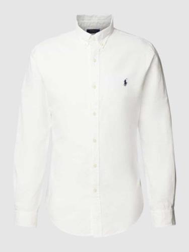 Polo Ralph Lauren Slim Fit Freizeithemd mit Label-Stitching in Weiss, ...