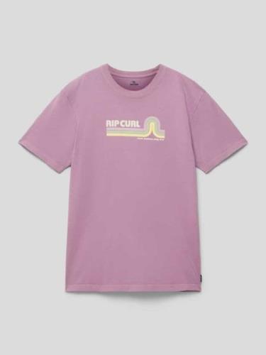 Rip Curl T-Shirt mit Label-Print in Mauve, Größe 152