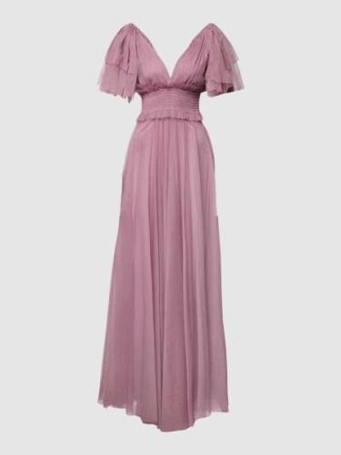 LACE & BEADS Abendkleid mit elastischem Taillenband in Rose, Größe XXS