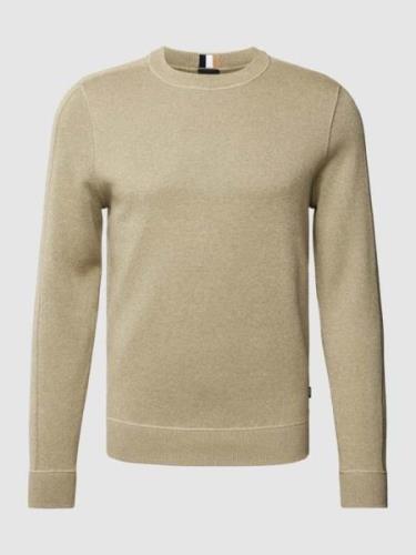 BOSS Strickpullover mit Rundhalsausschnitt Modell 'Onore' in Schilf, G...