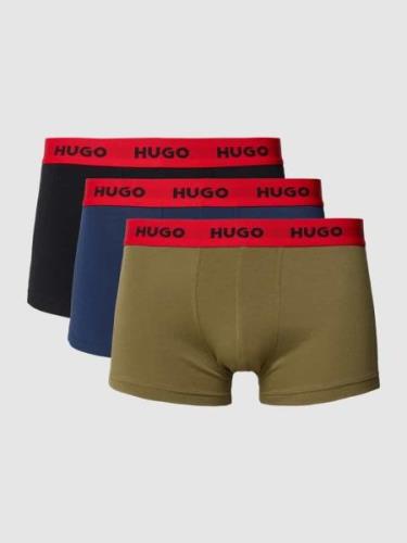 HUGO Trunks mit elastischem Logo-Bund im 3er-Pack in Oliv, Größe XS