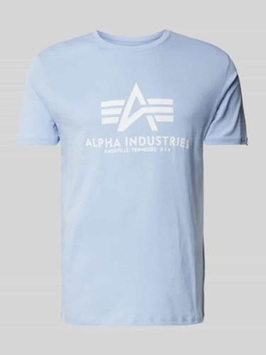 Alpha Industries T-Shirt mit Label-Print in Hellblau, Größe S