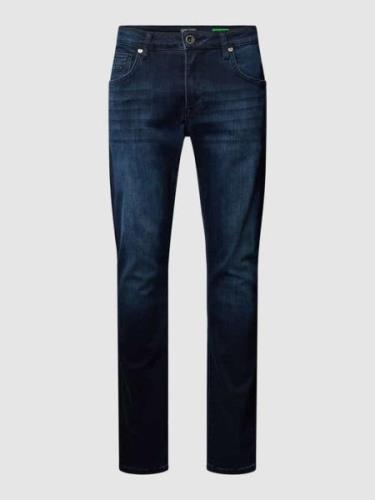 CARS JEANS Slim Fit Jeans im Used-Look Modell 'BATES' in Dunkelblau Me...