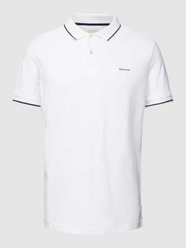 Gant Poloshirt mit Label-Stitching Modell 'TIPPING' in Weiss, Größe S