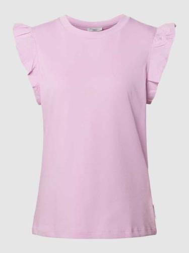 Marc O'Polo Denim T-Shirt mit Volantsaum in Rosa, Größe M