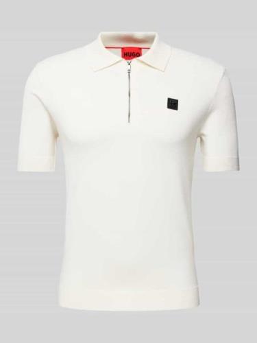 HUGO Regular Fit Poloshirt mit Label-Patch Modell 'Sayfong' in Offwhit...