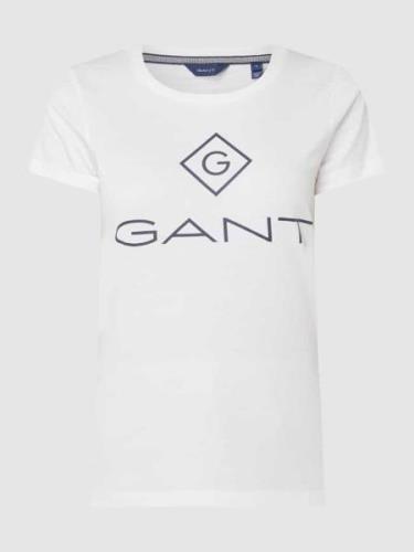 Gant T-Shirt mit Logo-Print in Weiss, Größe XS
