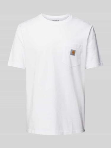 Carhartt Work In Progress T-Shirt mit Label-Patch Modell 'POCKET' in W...