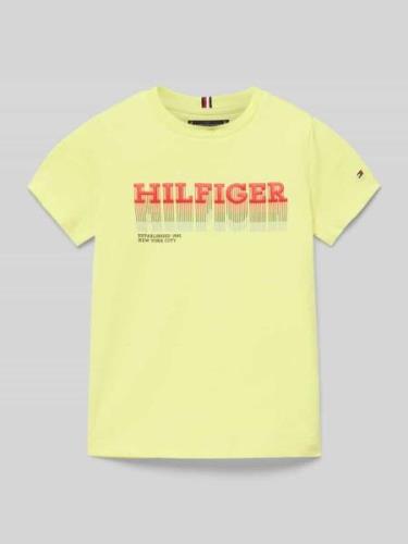 Tommy Hilfiger Teens T-Shirt mit Label-Print Modell 'FADE' in Gelb, Gr...