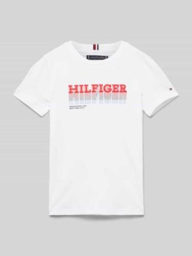Tommy Hilfiger Teens T-Shirt mit Label-Print Modell 'FADE' in Weiss, G...
