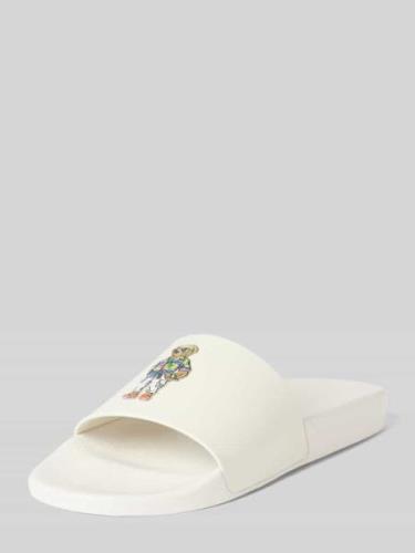 Polo Ralph Lauren Slides mit Label-Prägung in Offwhite, Größe 42