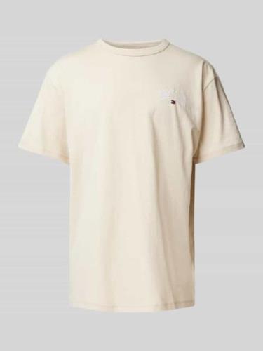 Tommy Jeans T-Shirt mit Label-Stitching in Beige, Größe XS