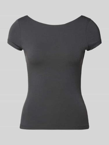 Gina Tricot T-Shirt mit U-Boot-Ausschnitt in Black, Größe XS