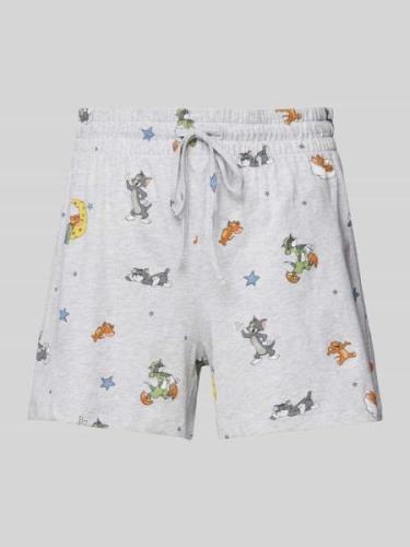 Jake*s Casual Loose Fit Pyjama-Shorts mit Tom&Jerry®-Print in Hellgrau...