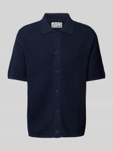 JAKE*S STUDIO MEN Regular Fit Poloshirt mit Lochmuster in Marine, Größ...