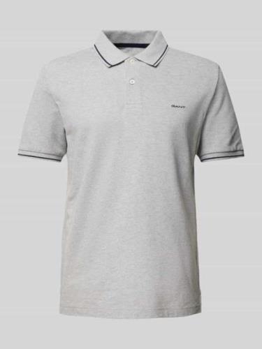 Gant Poloshirt mit Label-Stitching Modell 'TIPPING' in Mittelgrau Mela...