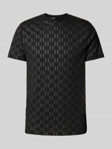 Karl Lagerfeld T-Shirt mit Allover-Label-Print in Black, Größe S