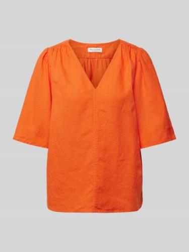 Marc O'Polo Bluse aus Leinen mit V-Ausschnitt in Orange, Größe 34