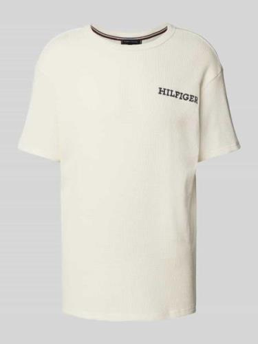 Tommy Hilfiger T-Shirt mit Strukturmuster in Sand, Größe L