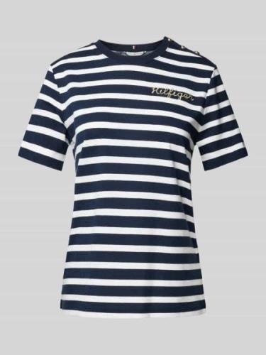 Tommy Hilfiger T-Shirt mit Knopfleiste in Marine, Größe S