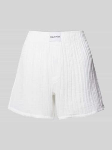 Calvin Klein Underwear Flared Pyjama-Shorts mit Strukturmuster in Weis...