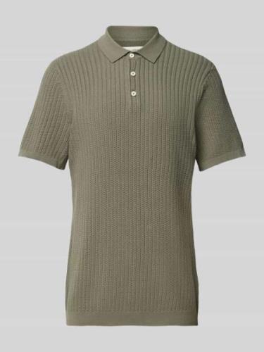 Casual Friday Regular Fit Poloshirt mit Zopfmuster Modell 'Karl' in Ol...