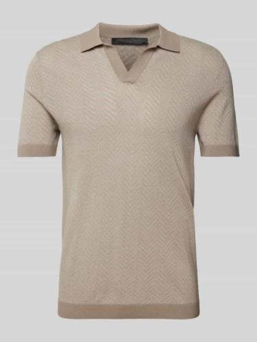 Drykorn Slim Fit Poloshirt mit Fischgrat-Dessin Modell 'BRAIAN' in Bei...