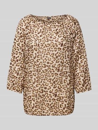 Montego Blusenshirt mit Animal-Print in Beige, Größe 34